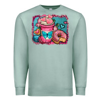 Seafoam valentines day coffee cup and sweets Premium Sweatshirt - OliviaCreatesArt