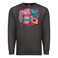 Smoke valentines day coffee cup and sweets Premium Sweatshirt - OliviaCreatesArt