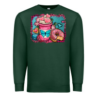Sports Green valentines day coffee cup and sweets Premium Sweatshirt - OliviaCreatesArt