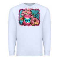 White valentines day coffee cup and sweets Premium Sweatshirt - OliviaCreatesArt