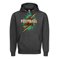 Charcoal Heather Football Vibes Zipper Hoodie - HowdyJamesFarm