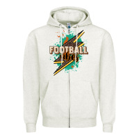 Oatmeal Heather Football Vibes Zipper Hoodie - HowdyJamesFarm