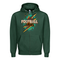 Sports Green Football Vibes Zipper Hoodie - HowdyJamesFarm