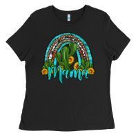 Black western cactus and sunflower mama rainbow Ladies Tee - Artiststas