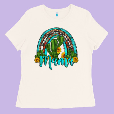 Western Cactus And Sunflower Mama Rainbow Ladies Tee Designed By Artiststas