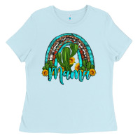 Baby Blue western cactus and sunflower mama rainbow Ladies Tee - Artiststas