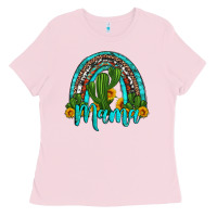 Bubblegum Pink western cactus and sunflower mama rainbow Ladies Tee - Artiststas