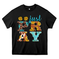 Black just pray western sunflowers Heavy Core Tee - AdoDesignShop