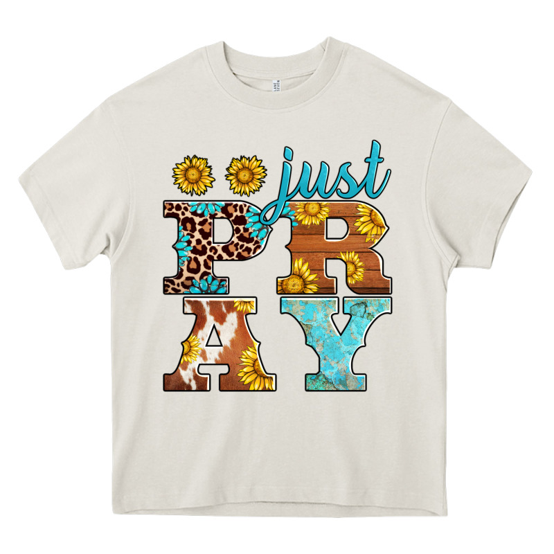 Just Pray Western Sunflowers Heavy Core Tee by AdoDesignShop | Teevron