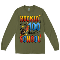 Army Green rockin' 100 days of school Long Sleeve Tee - Artiststas
