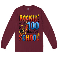 Burgundy rockin' 100 days of school Long Sleeve Tee - Artiststas