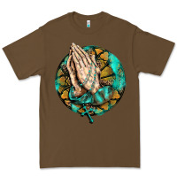 Cacao western praying hands prayer rosary  faith cross Premium Tee - BarkalooDesign