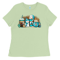 Matcha winter snowman coffee cups Ladies Tee - Jasminsmagicworld