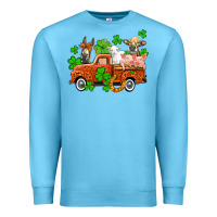 Ocean Blue St. Patrick's farm animals and truck Premium Sweatshirt - OliviaCreatesArt