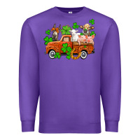 Purple St. Patrick's farm animals and truck Premium Sweatshirt - OliviaCreatesArt