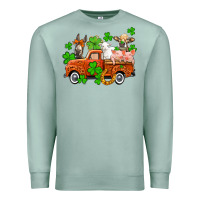 Seafoam St. Patrick's farm animals and truck Premium Sweatshirt - OliviaCreatesArt