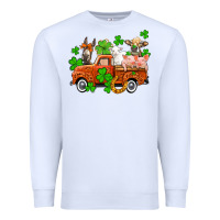 White St. Patrick's farm animals and truck Premium Sweatshirt - OliviaCreatesArt