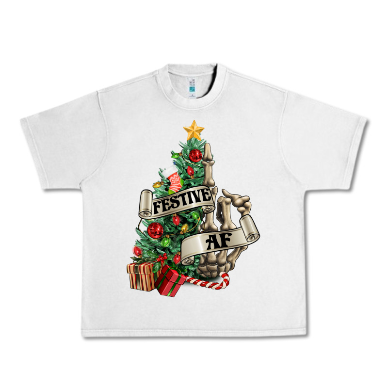 Festive Af Christmas Middle Finger Urban Heavy Tee by NancyCooperArtShop | Teevron