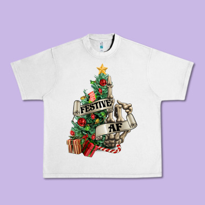 Festive Af Christmas Middle Finger Urban Heavy Tee Designed By Nancycooperartshop