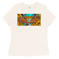 Bone longhorn bull skull license plate Ladies Tee - Artiststas