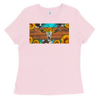 Bubblegum Pink longhorn bull skull license plate Ladies Tee - Artiststas