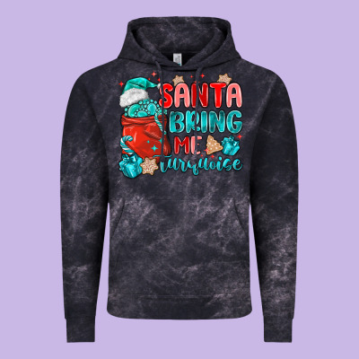 Santa Bring Me Turquoise Vintage Hoodie Designed By Maliassmallbusiness