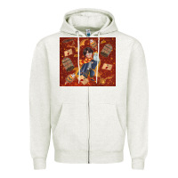 Oatmeal Heather wizard boy with magic items Zipper Hoodie - TumblerDesignByShophia