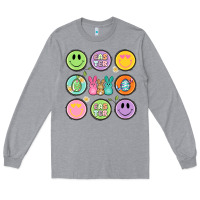 Heather Grey easter day smiley faces Long Sleeve Tee - Artiststas