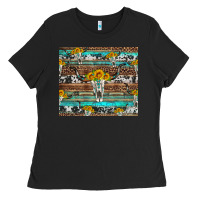 Black longhorn bull skull cowhide leopard turquoise Ladies Tee - Artiststas