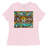 Bubblegum Pink longhorn bull skull cowhide leopard turquoise Ladies Tee - Artiststas