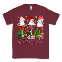 Burgundy Merry Christmas wine and cocktails Classic Tee - NancyCooperArtShop