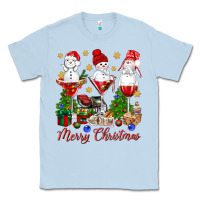 Dusty Blue Merry Christmas wine and cocktails Classic Tee - NancyCooperArtShop