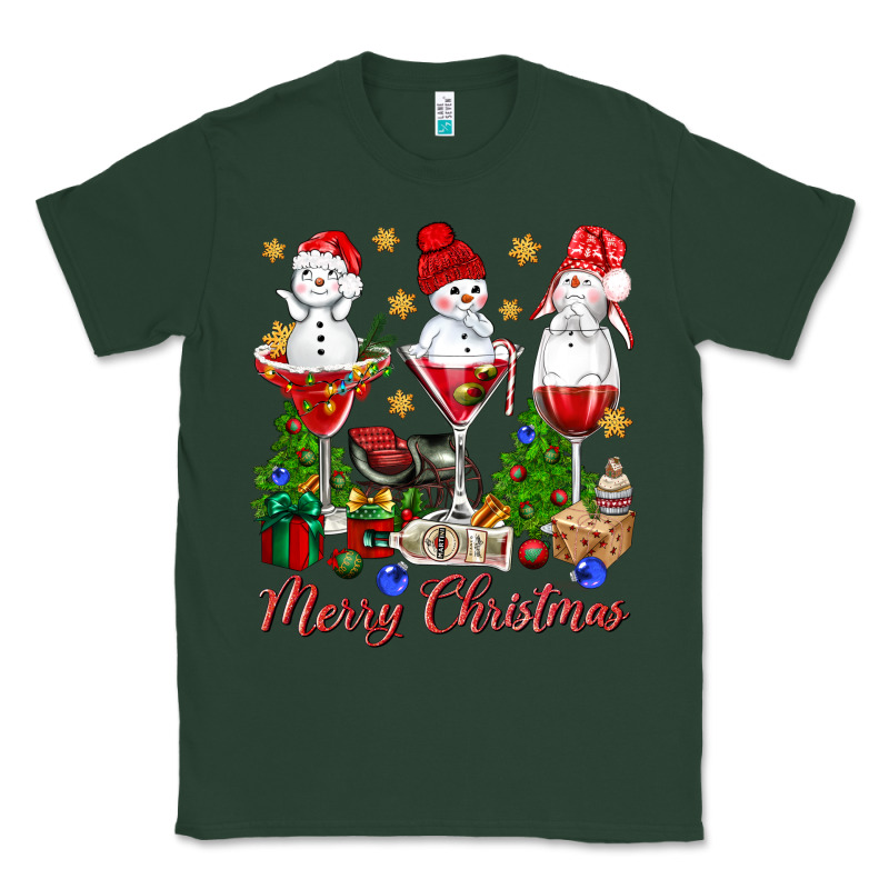 Merry Christmas Wine And Cocktails Classic Tee by NancyCooperArtShop | Teevron