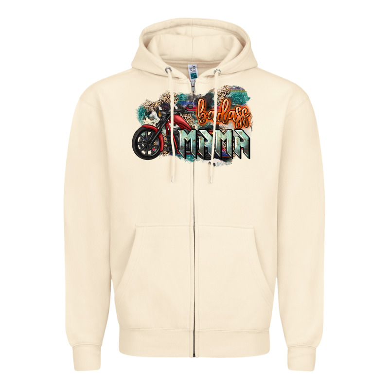 Badass Mama Motorcycle Zipper Hoodie by HowdyJamesFarm | Teevron