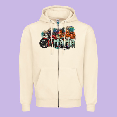 Badass Mama Motorcycle Zipper Hoodie Designed By Howdyjamesfarm