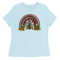 Baby Blue rainbow tree Ladies Tee - AdoDesignShop