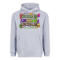 Heather Grey louisiana louisiana louisiana mardi gras Heavyweight Hoodie - OliviaCreatesArt