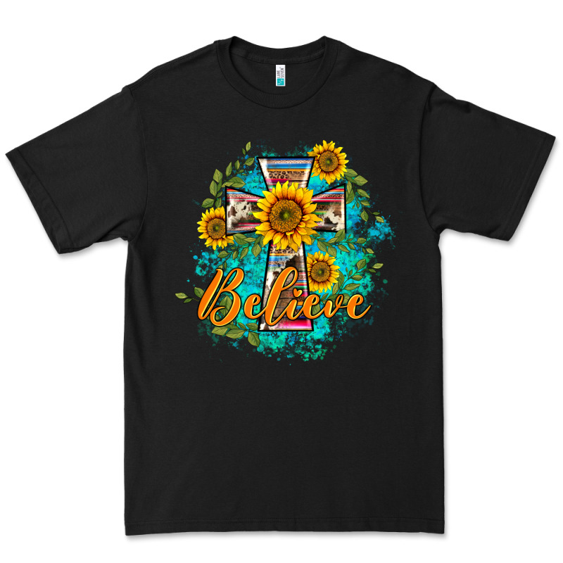 Western Belive Sunflowers Cross Premium Tee by BarkalooDesign | Teevron