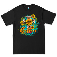Black western belive sunflowers cross Premium Tee - BarkalooDesign