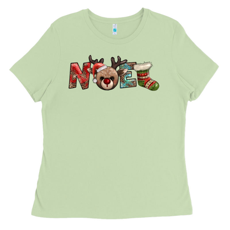 Noel With Sock And Reindeer Ladies Tee by AdoDesignShop | Teevron