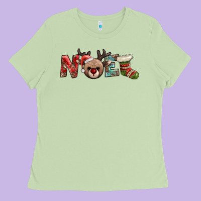 Noel With Sock And Reindeer Ladies Tee Designed By Adodesignshop