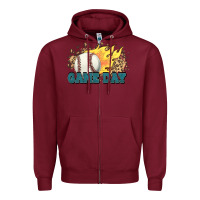 Burgundy game day baseball leopard flames fireball Zipper Hoodie - HowdyJamesFarm