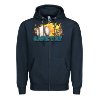 Navy game day baseball leopard flames fireball Zipper Hoodie - HowdyJamesFarm