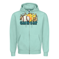 Game Day Baseball Leopard Flames Fireball Zipper Hoodie | Teevron