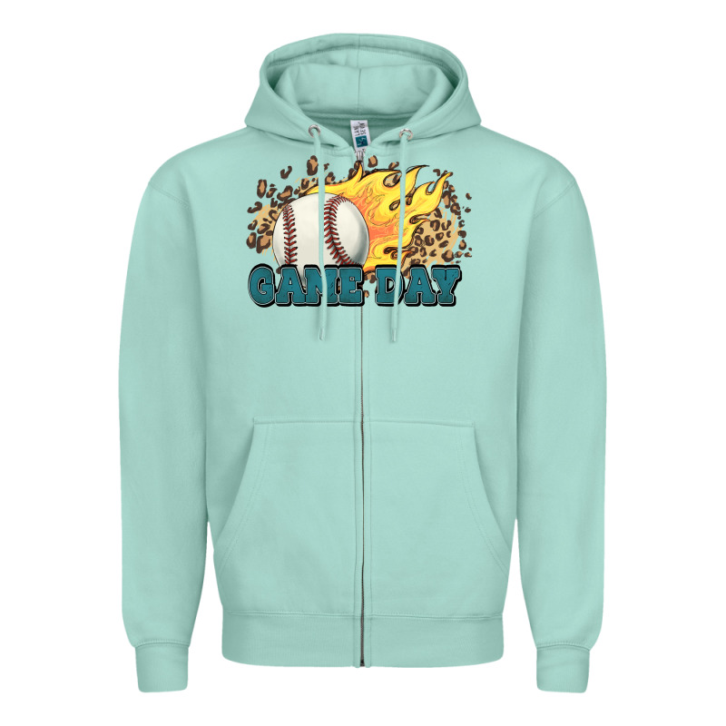 Game Day Baseball Leopard Flames Fireball Zipper Hoodie by HowdyJamesFarm | Teevron