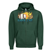 Sports Green game day baseball leopard flames fireball Zipper Hoodie - HowdyJamesFarm