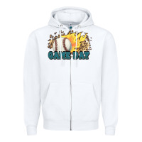 White game day baseball leopard flames fireball Zipper Hoodie - HowdyJamesFarm
