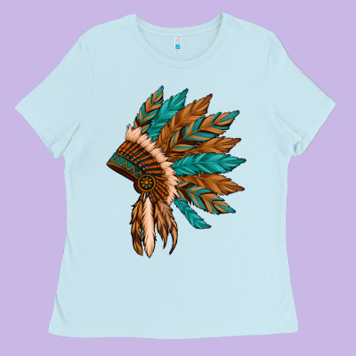 Native American Indian Headdress Ladies Tee Designed By Artiststas