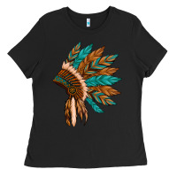 Black native american indian headdress Ladies Tee - Artiststas