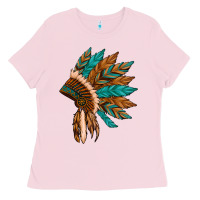 Bubblegum Pink native american indian headdress Ladies Tee - Artiststas